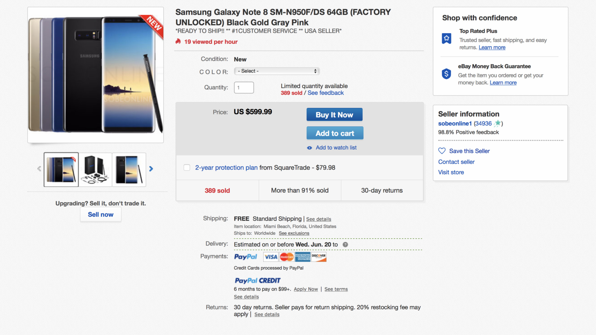 Samsung Galaxy Note 8 deal