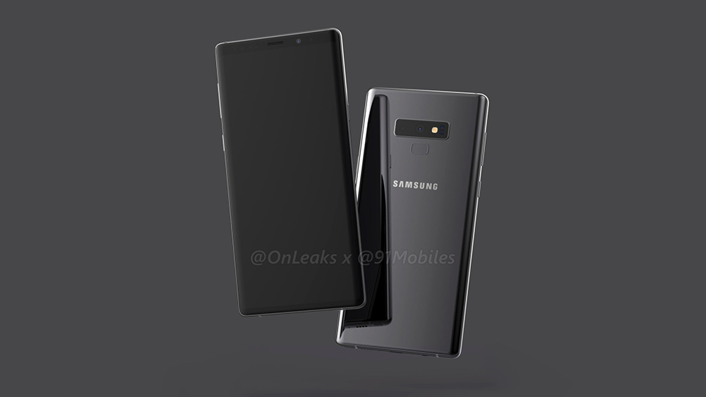 A leaked render of the Samsung Galaxy Note 9.