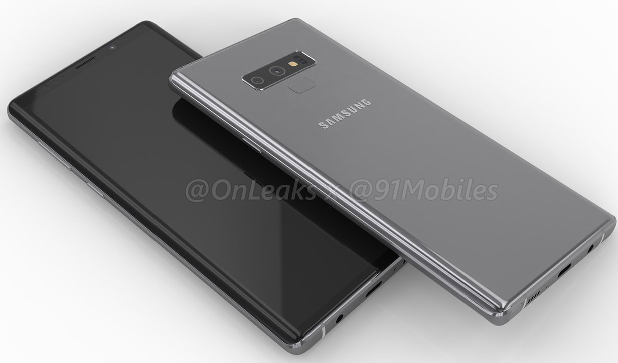 A leaked render of the Samsung Galaxy Note 9.