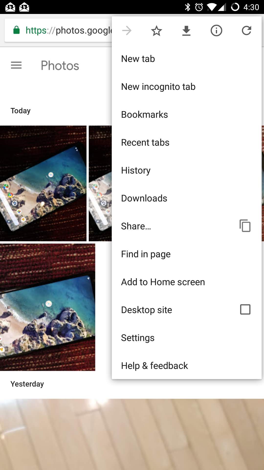A screenshot of how to add Google Photos to your home screen as a Progressive Web App.