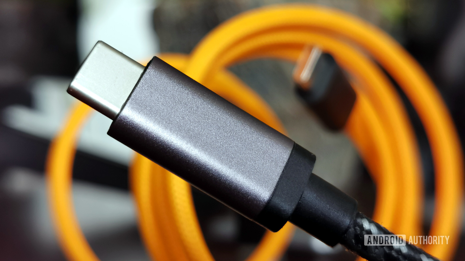 USB-C connector black and orange cables