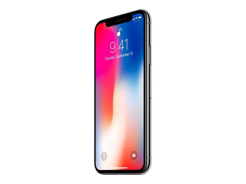 Apple iPhone X press render, angled on a white background.