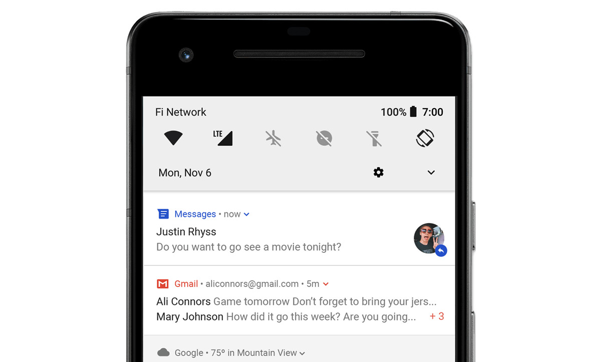 Bundled Gmail notifications in Android.