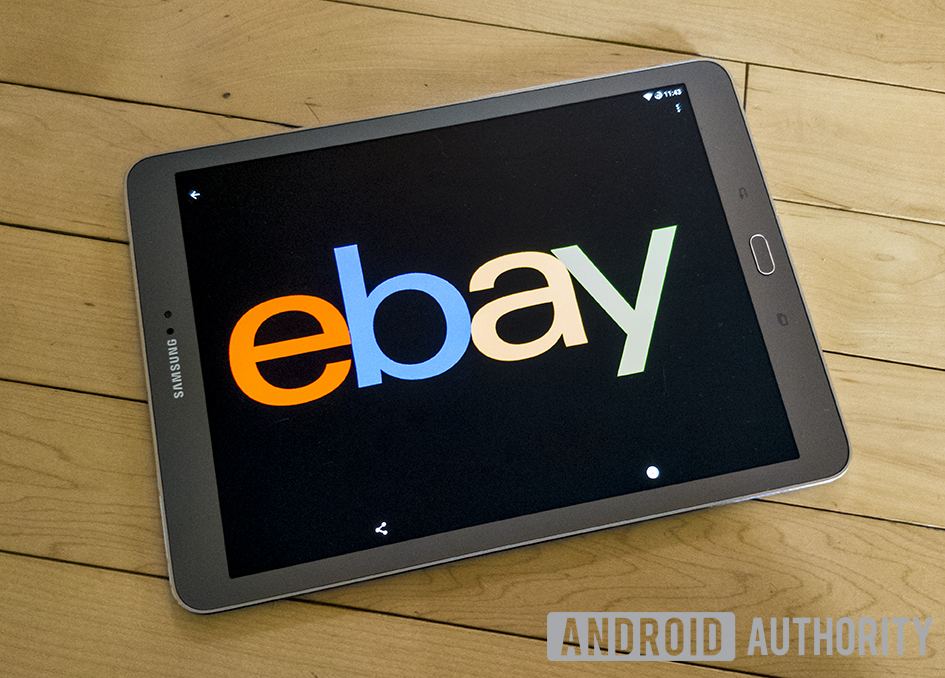 An image of a tablet with the eBay logo featured prominently.