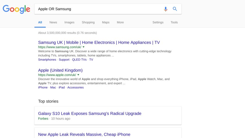 Google search or example screenshot