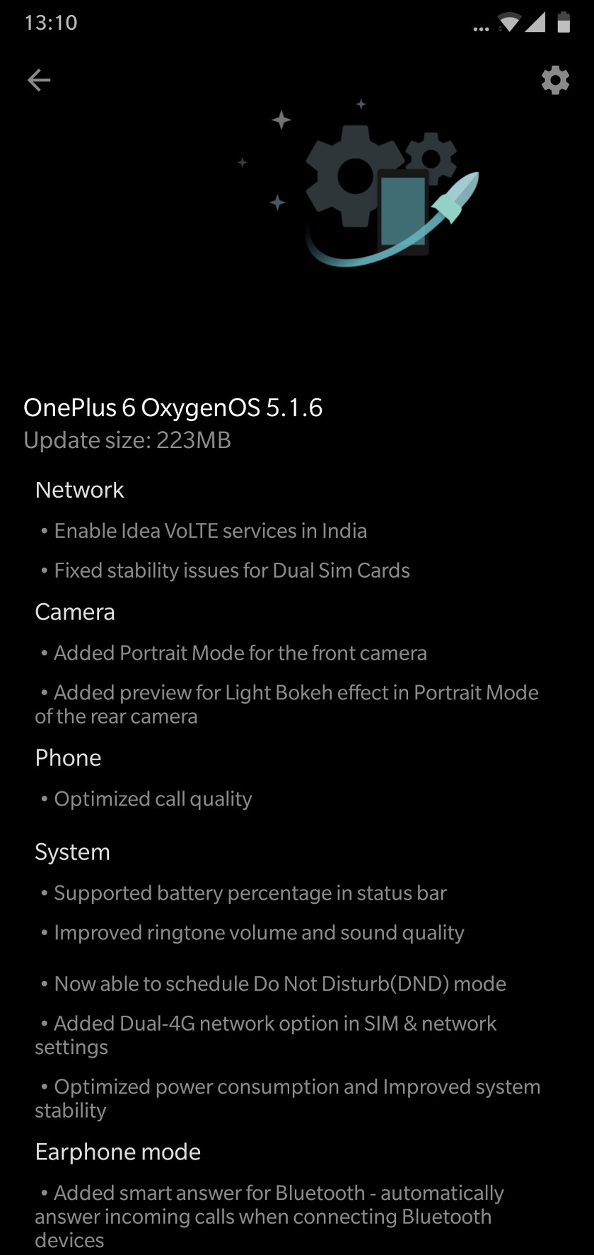 The Oxygen OS 5.1.6 update for OnePlus 6.