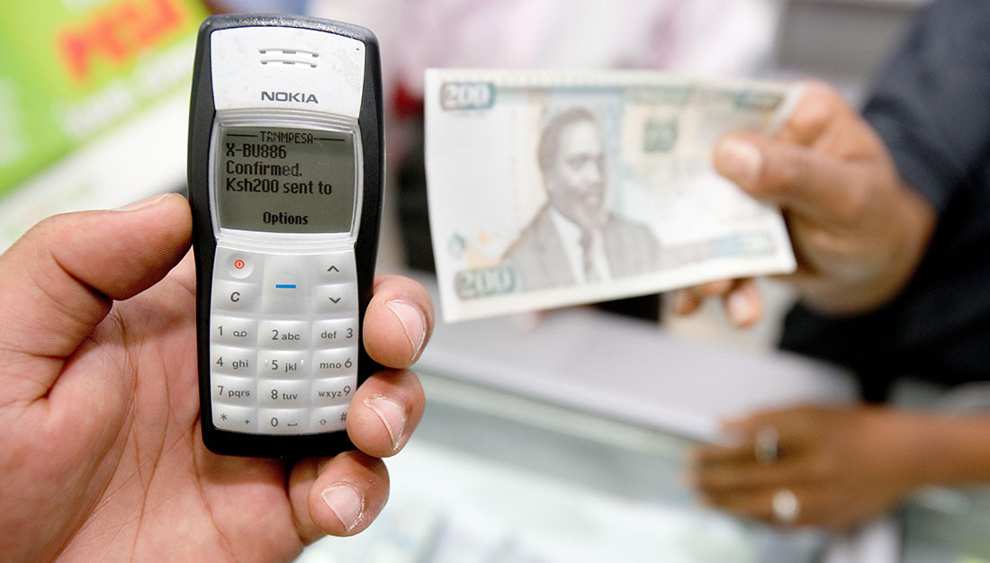 An M-Pesa transaction on a feature phone.