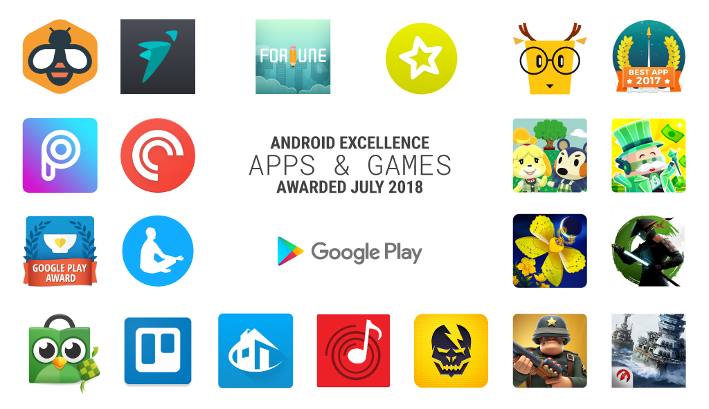 A graphic showing a selection of icons connected with the Android Excellence program.