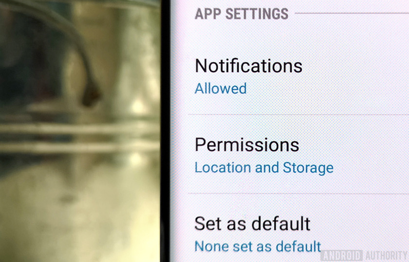 Finding app permissions in the settings menu