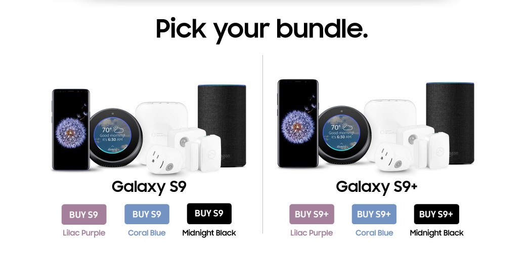 A promotional image of an Amazon Prime Day Galaxy S9 deal running on Amazon.com.