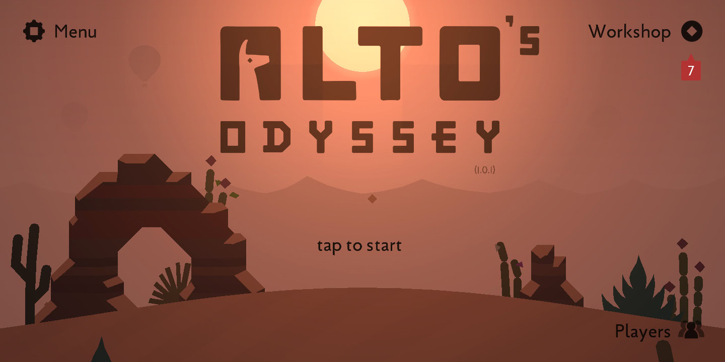 The Alto's Odyssey splash screen.