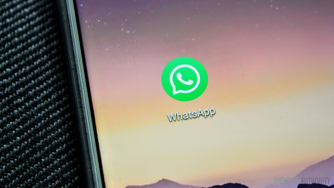 A WhatsApp app icon closeup on a smartphone.