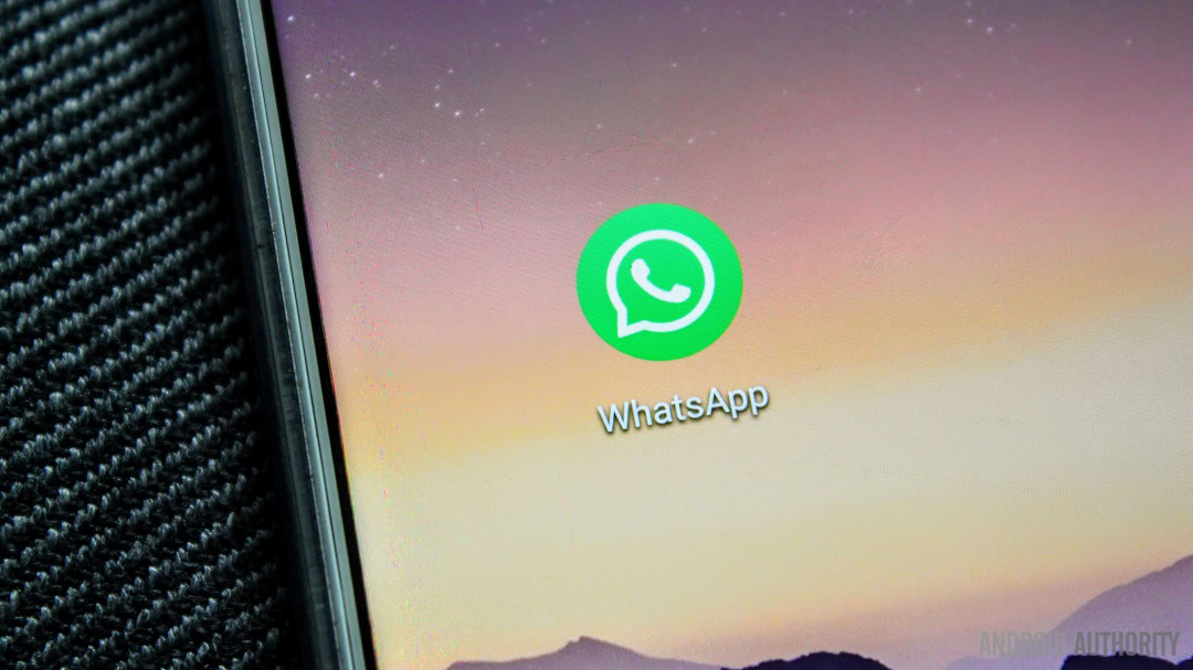 A WhatsApp app icon closeup on a smartphone.