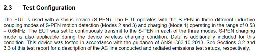 An excerpt of the Galaxy Note 9 FCC filing.