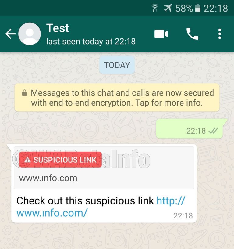 WhatsApp suspicious link functionality.