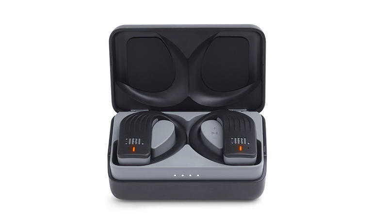 JBL Endurance Peak earbuds in the case