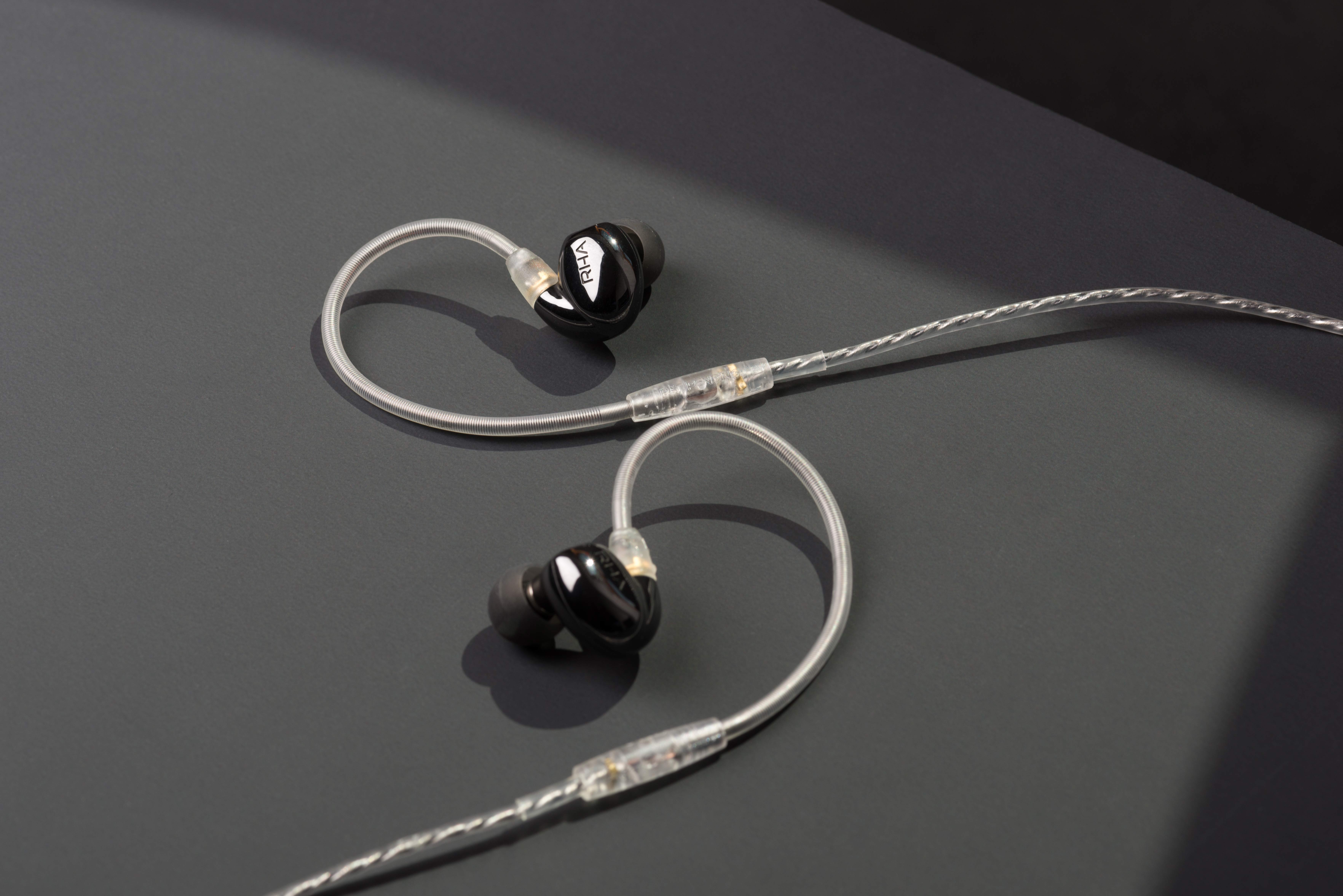 RHA CL2 Planar wireless planar magnetic earphones with MMCX cable attached.