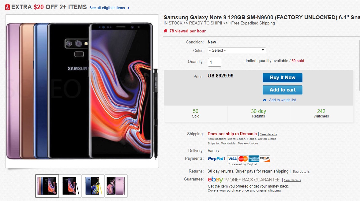 galaxy note 9 deal page ebay