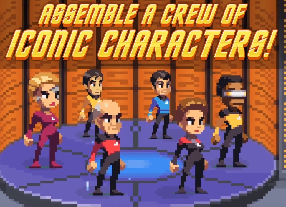 A screenshot from a video promoting Star Trek Trexels 2 for Android.
