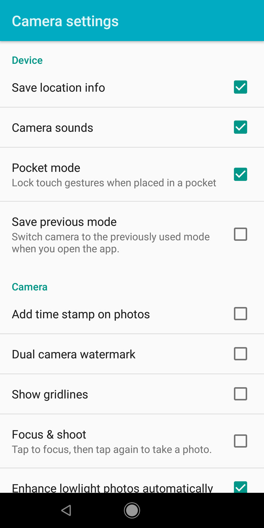 Xiaomi Mi A2 camera settings