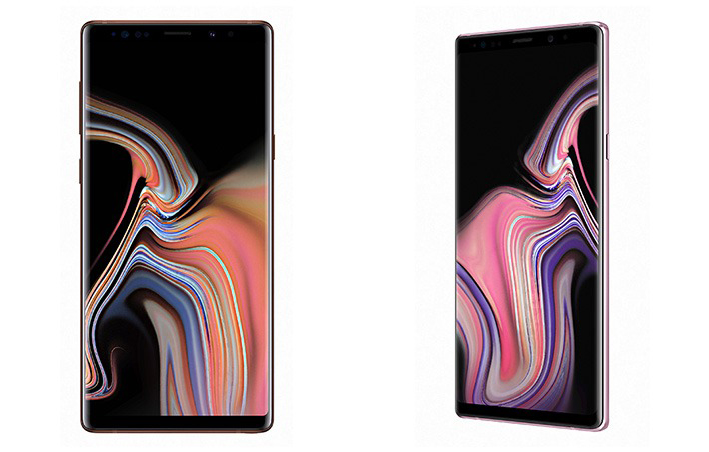 Samsung Galaxy Note 9 leaked renders in copper and rose gold.
