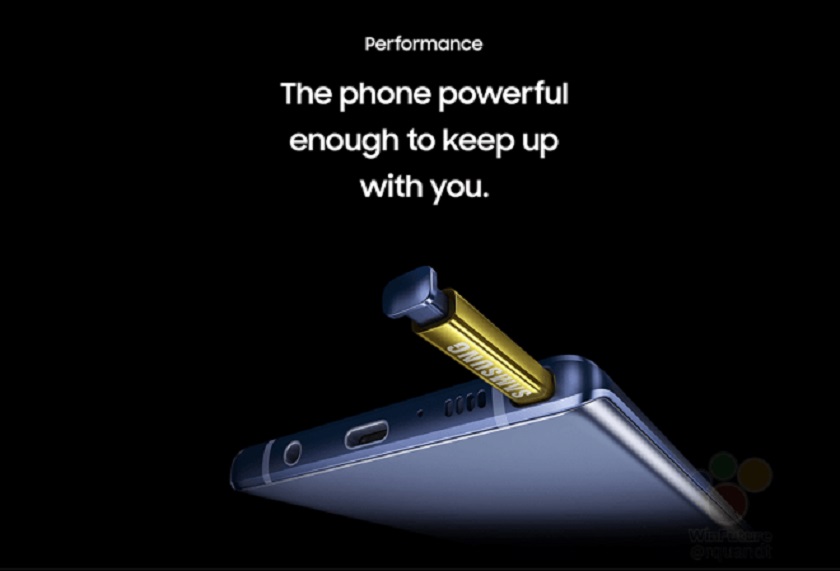Samsung Galaxy Note 9 leaked promo image showing the S Pen up close.