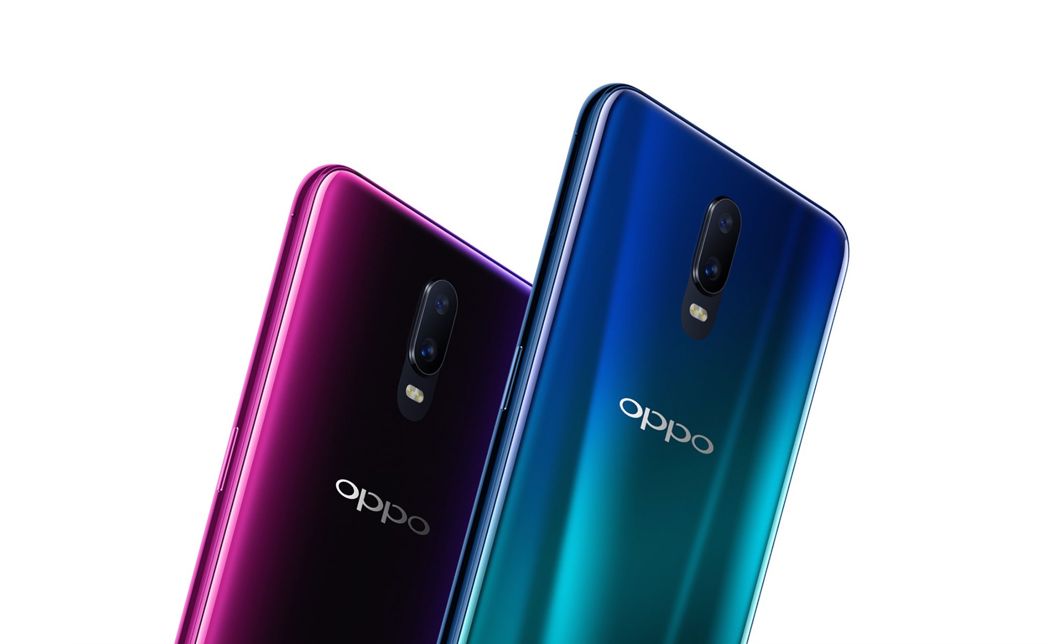 OPPO R17 flagship phone in pink and blue.