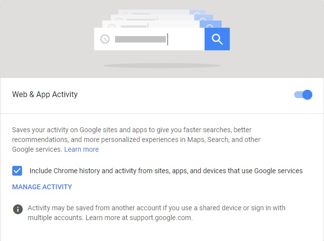 Google Web &amp; App Activity Feature