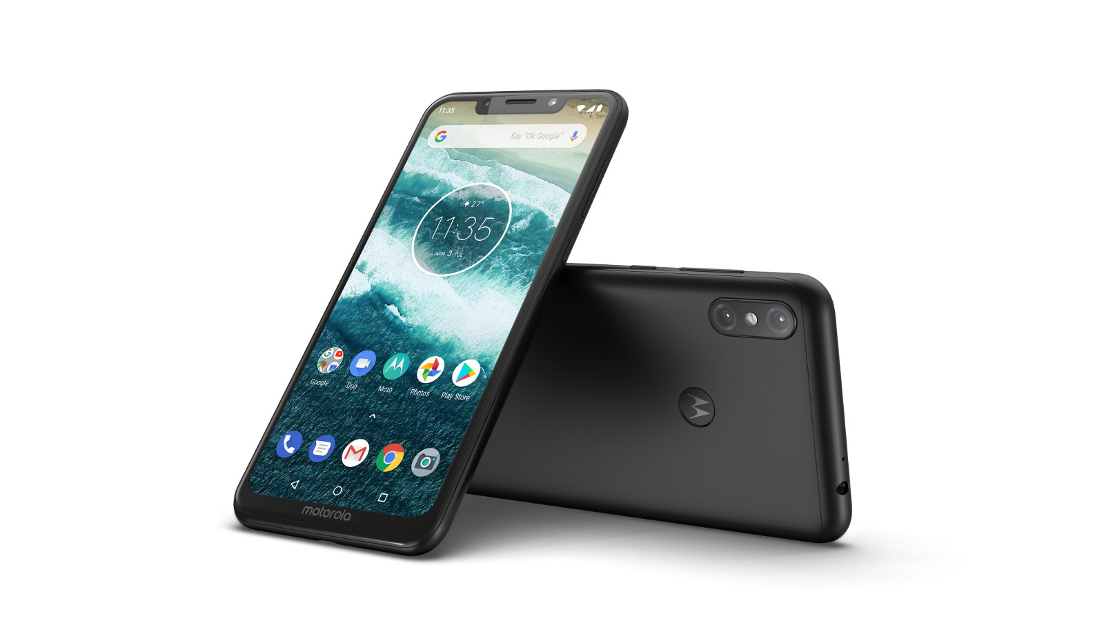 A look at the Motorola One Power from a couple of angles.