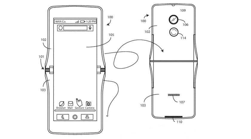 An image showing the Motorola foldable phone patent.
