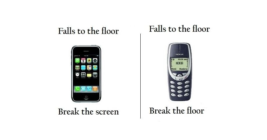 Meme displaying the indestructibility of the old Nokia 3310