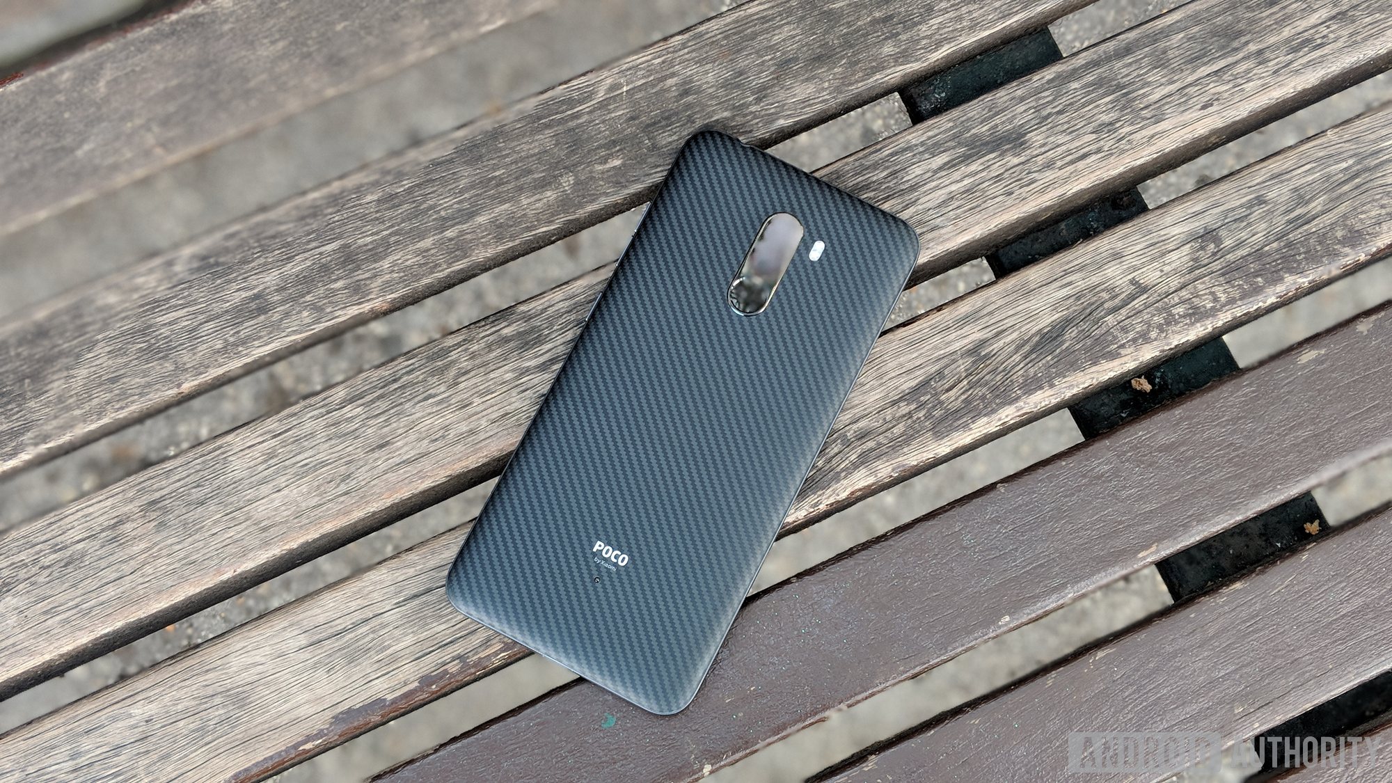 The Pocophone F1 with its Kevlar back