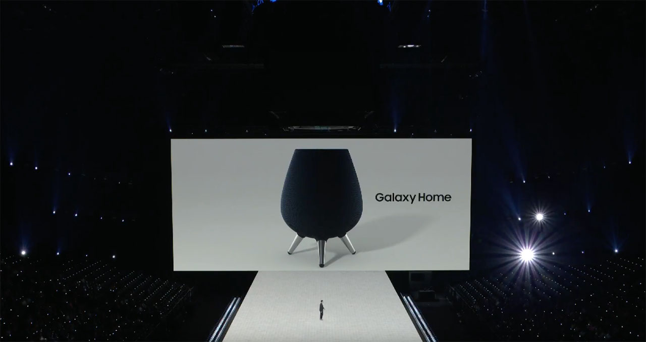 The Samsung Galaxy Home as it appeared on August 9, 2018, at the Samsung launch event.
