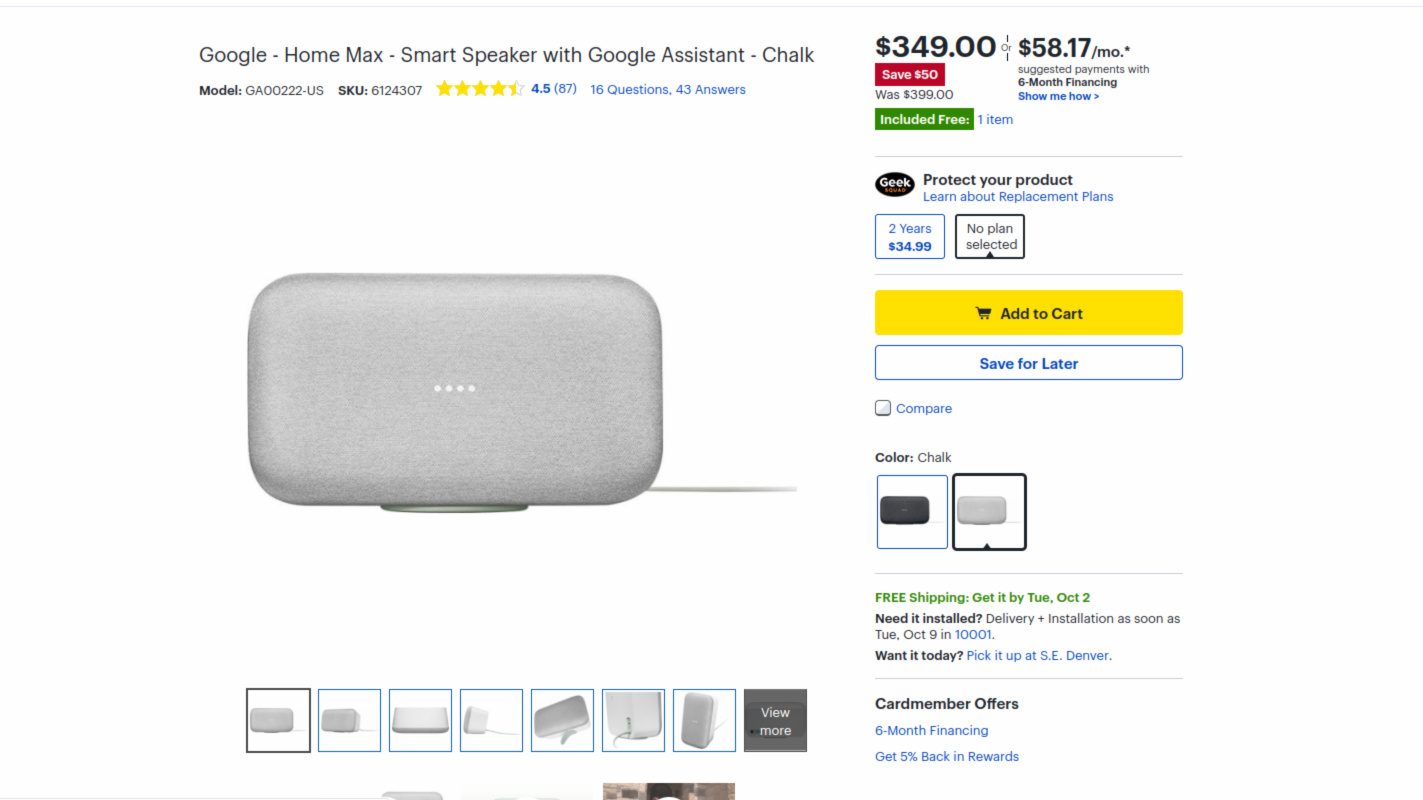 A deal on the Google Home Max.