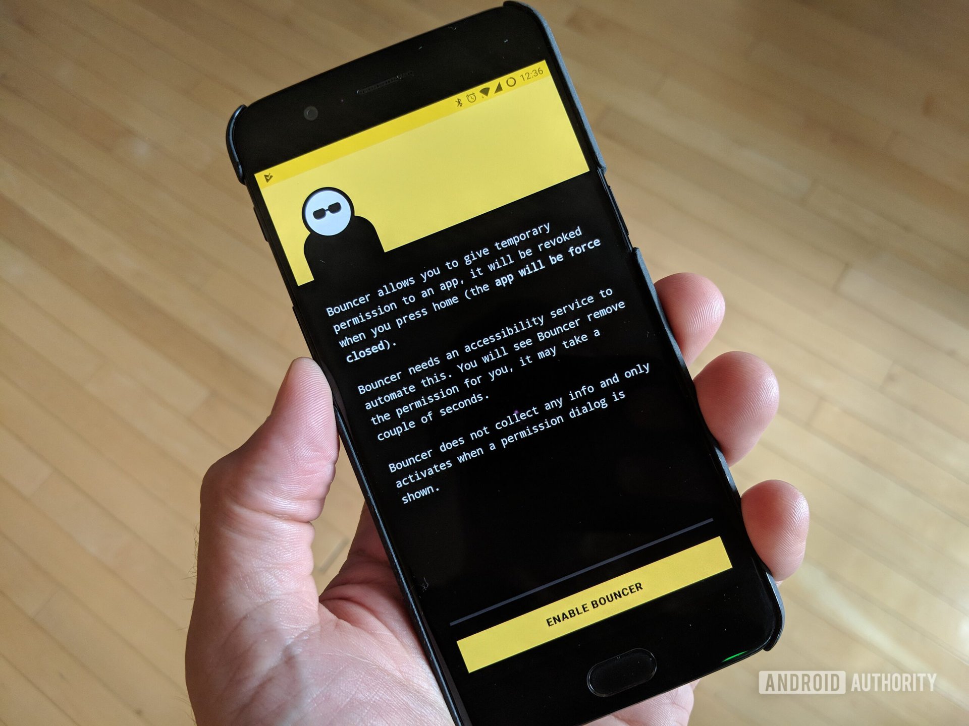 An image of the Bouncer Android app on a OnePlus 5.