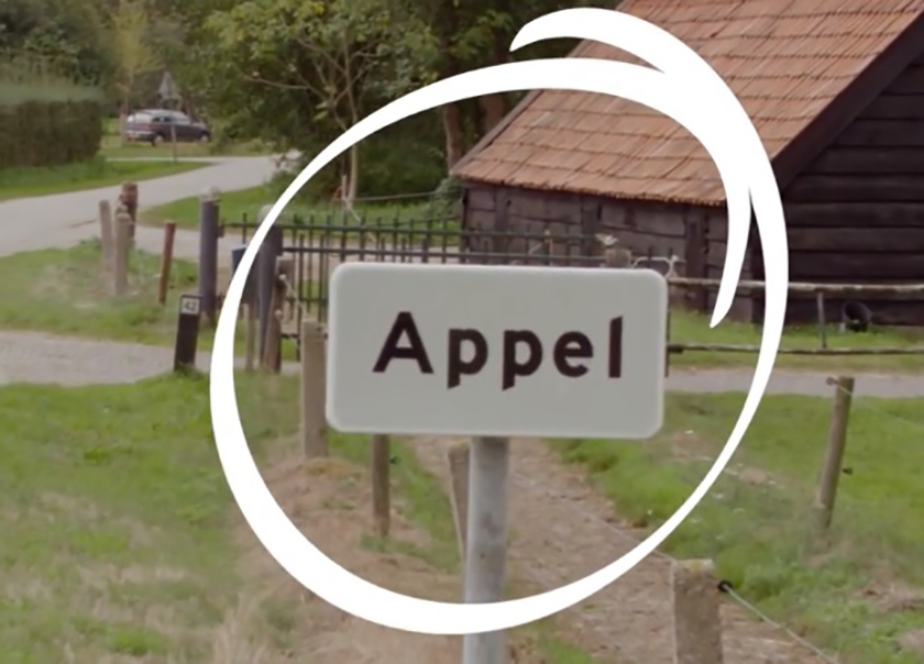 An image of the town sign in Appel, which just had a Samsung Appel marketing stunt.
