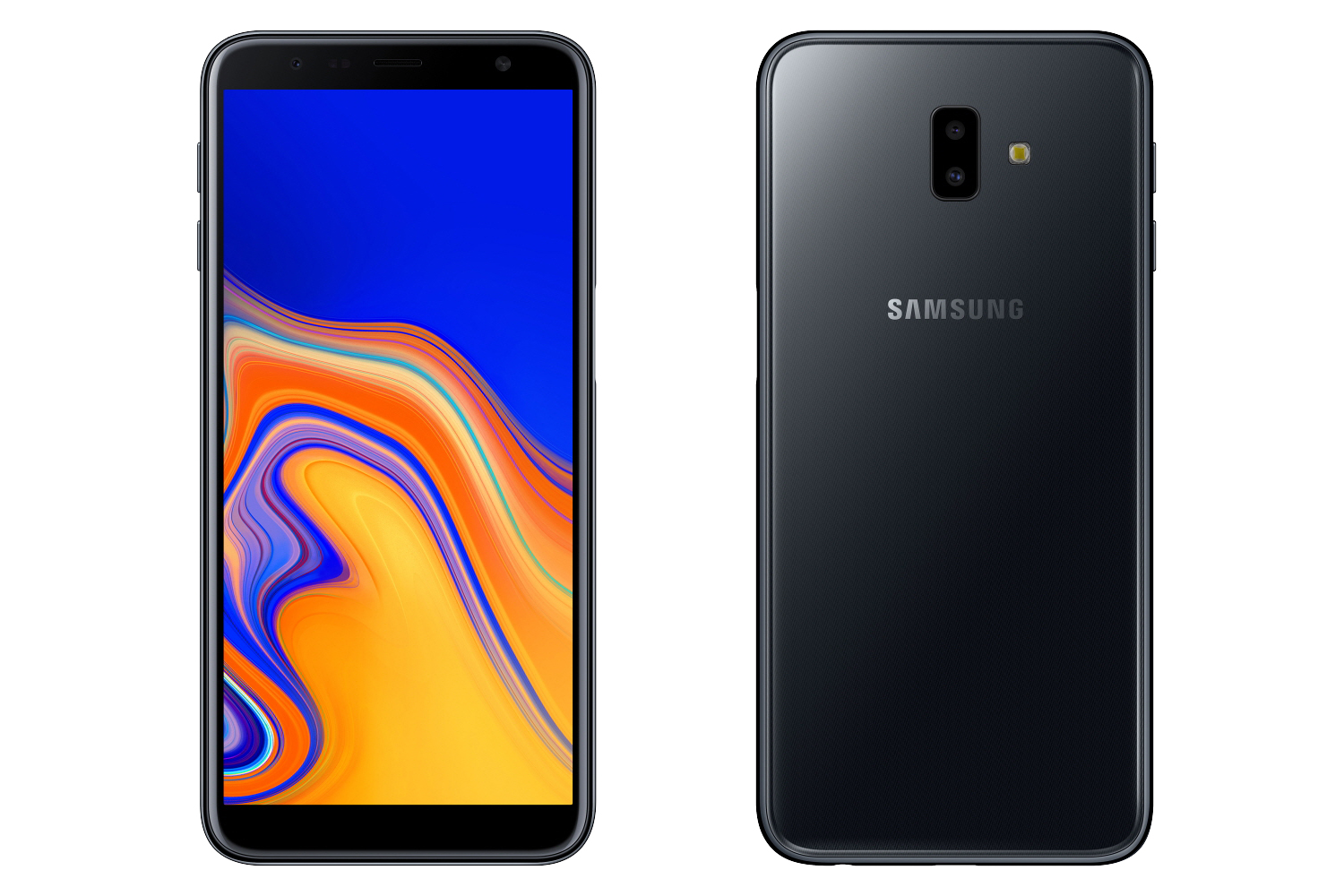 The front and back of a Samsung Galaxy J6 Plus.