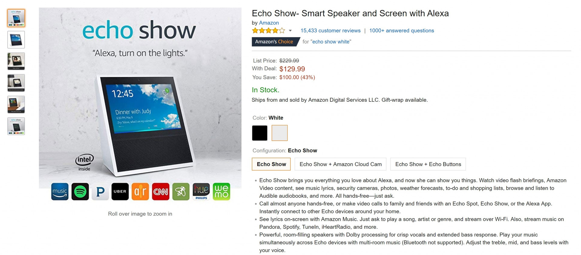 The Amazon Echo Show store page on Amazon