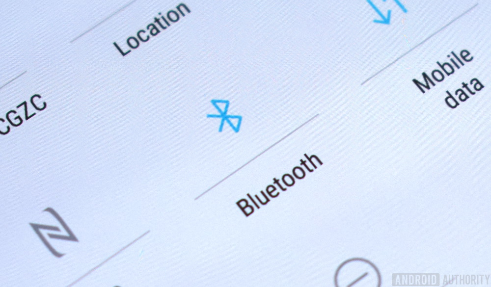 A photo of the Bluetooth toggle on the Android dropdown menu.