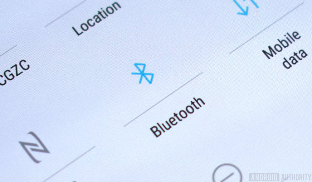 A photo of the Bluetooth toggle on the Android dropdown menu.