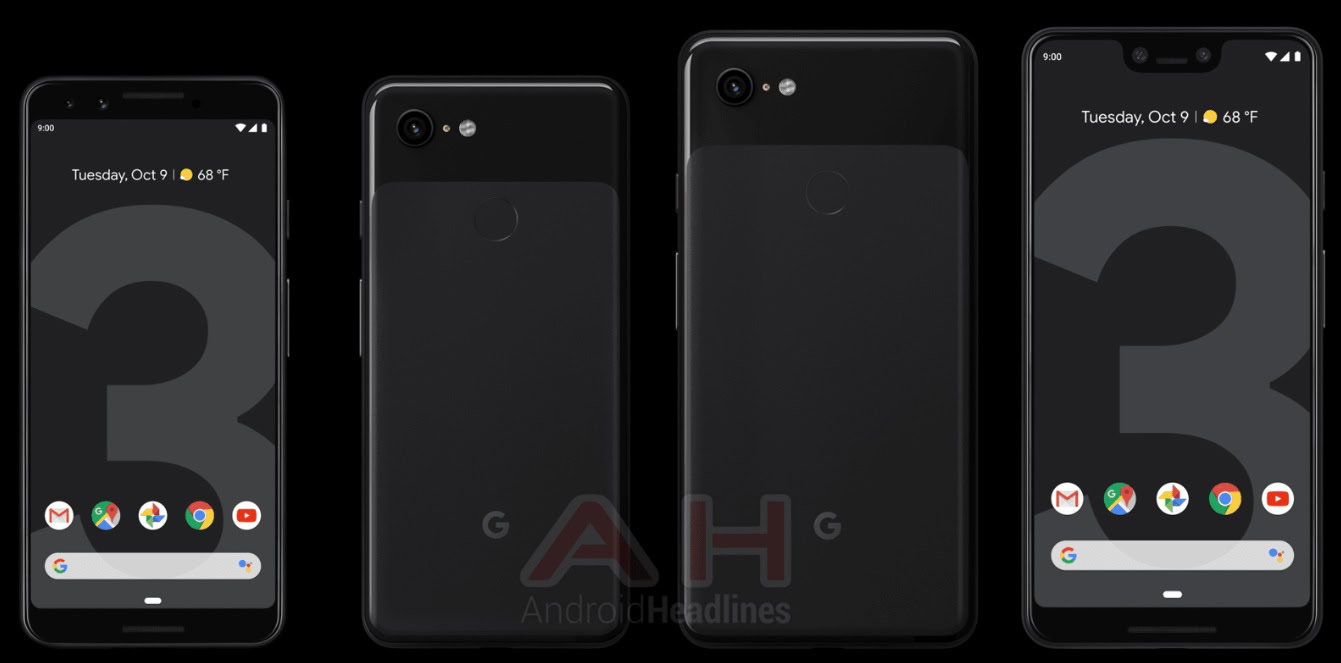 Leaked images of the Google Pixel 3 black color option.