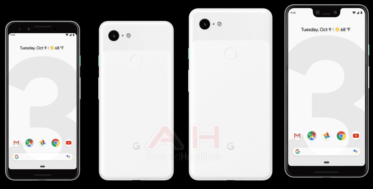 Leaked images of the Google Pixel 3 white color option.
