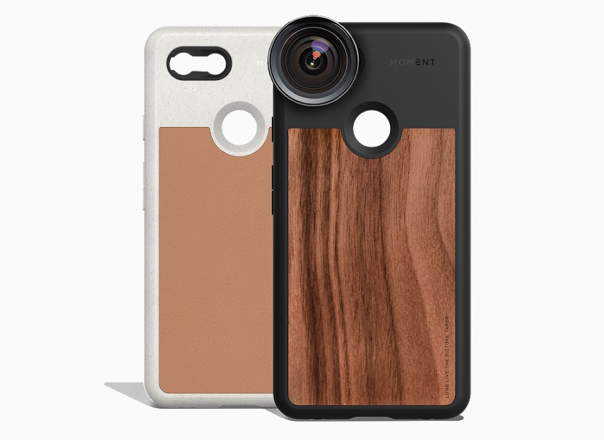 A promotional image of the Moment Photo Case and Wide Lens Kit for the Google Pixel 3.
