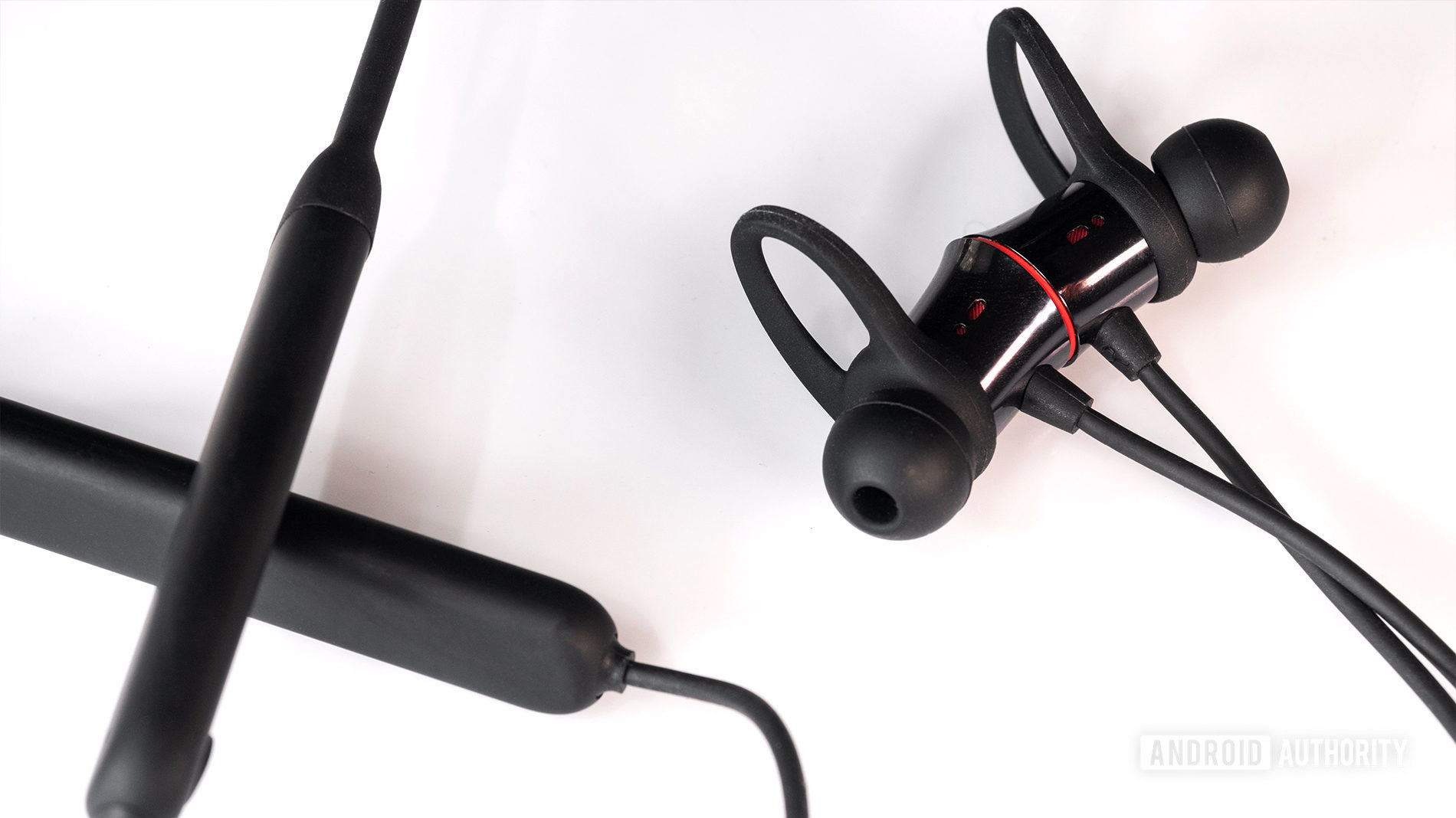 OnePlus Bullets Wireless A top-down image of the earbuds and the neckband.