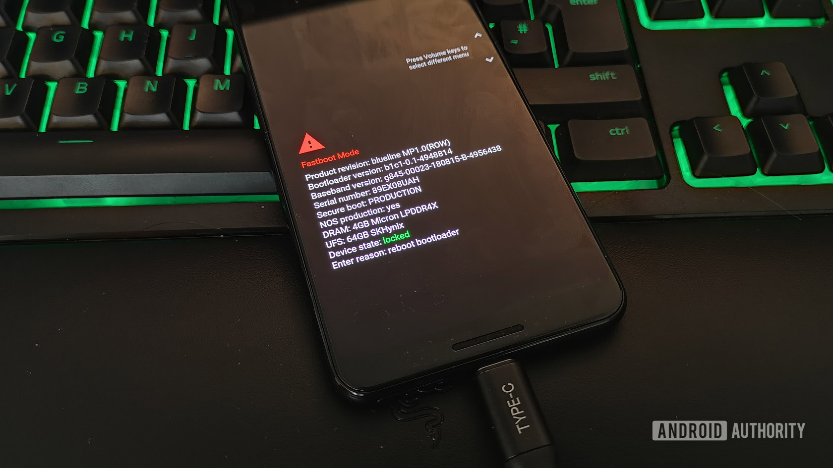 Google Pixel 3 fastboot menu