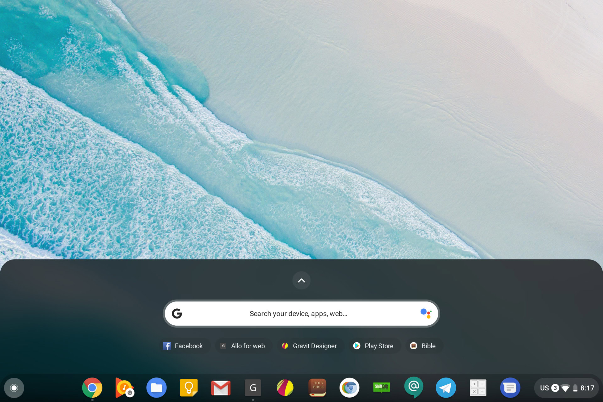 A screenshot of the desktop of Chrome OS with an update to Android 9 Pie.