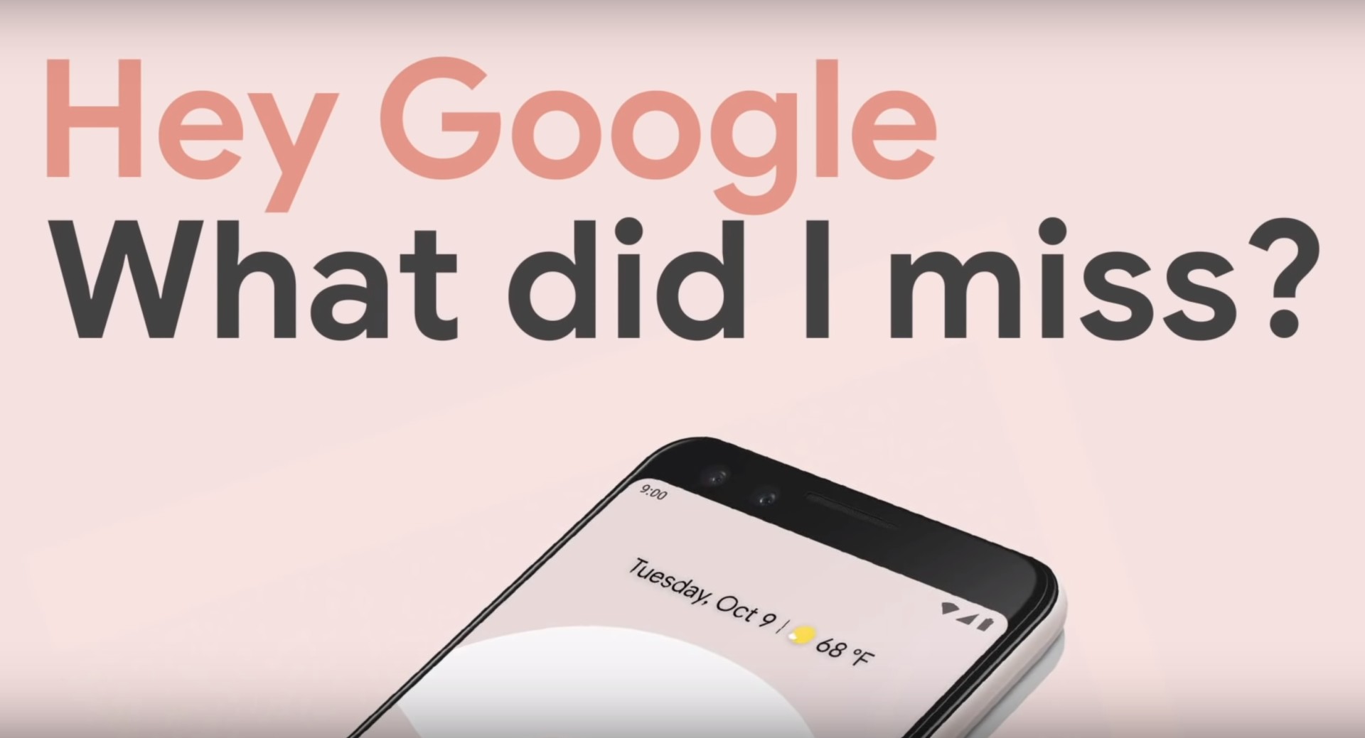 A Google device render with text above it.