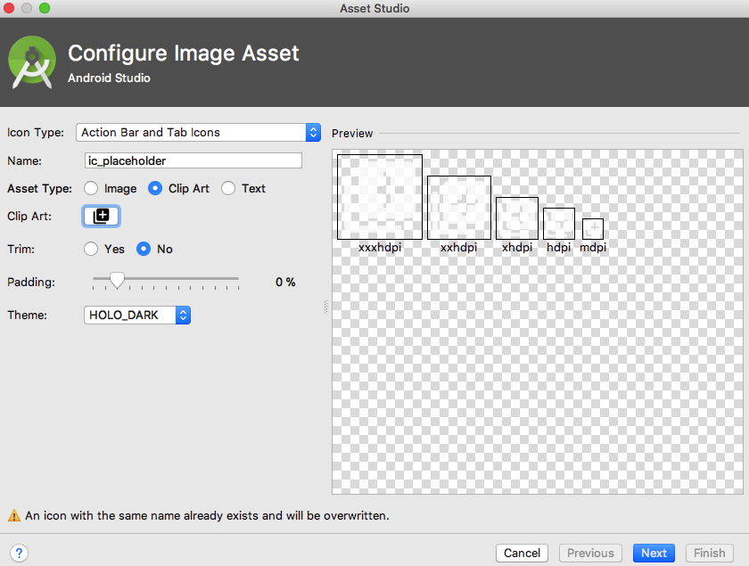 configure image asset