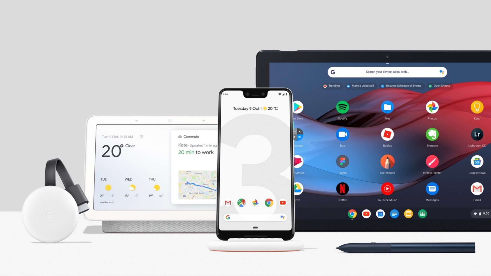 Google Pixel 3, Home Hub, Pixel Slate, Chromecast, Pixel Stand