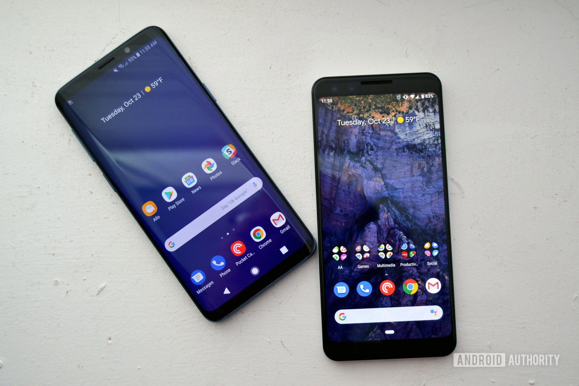 google pixel 3 vs samsung galaxy s9 display software